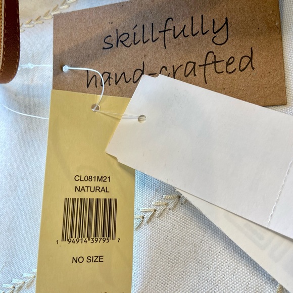 NWT 8” round rattan boho style ATA Grass cross body purse leather strap. - Picture 6 of 16